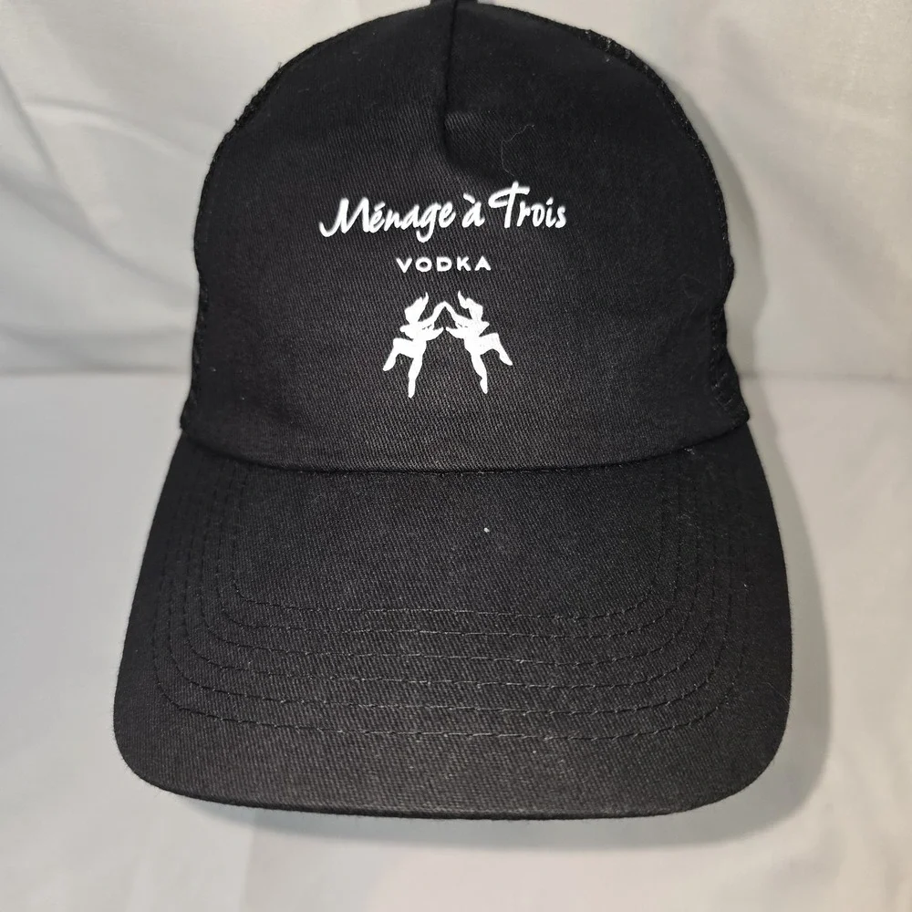 Menage a Trois Vodka‎ Trucker Hat HitWear Black Snapback Mesh Cap Mens OSFA